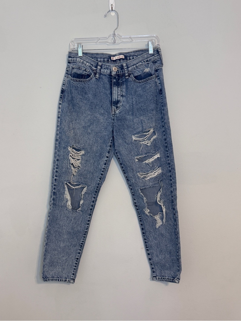 SO high rise mom jeans - distressed - juniors size 9